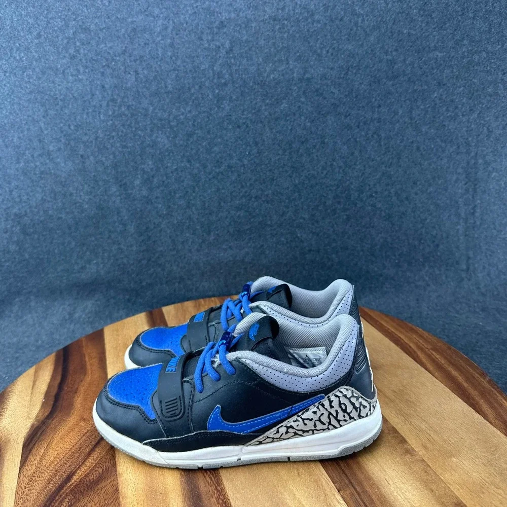 NIB Air Jordan Legacy Low Sneakers Black Game Royal White CD9055-041 Size 1Y